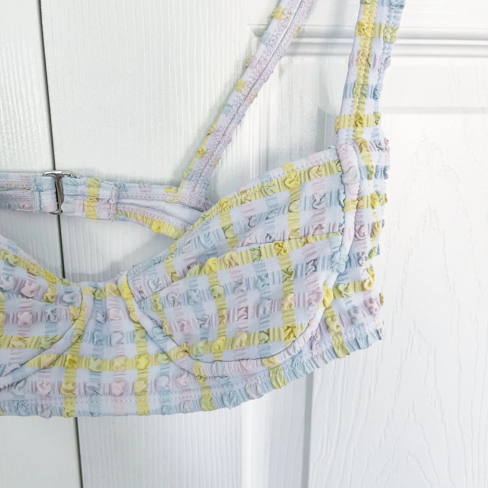 GB Gianni Bini Pink Crush Gingham Balconette Bikini Top - Image 3