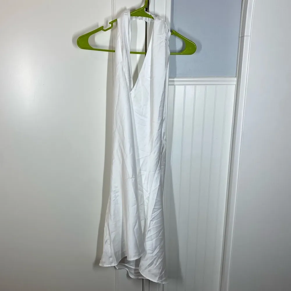 Show me your mumu wedding Jasmine Mini Dress in ivory white luxe statin medium - Image 2