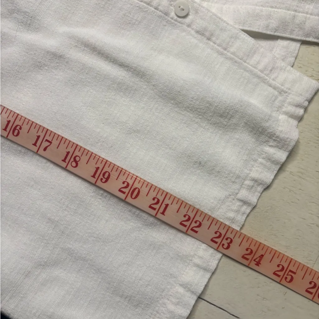Eileen Fisher Size Medium White Linen Blend Button Shirt Short Lagenlook Beach - Image 4