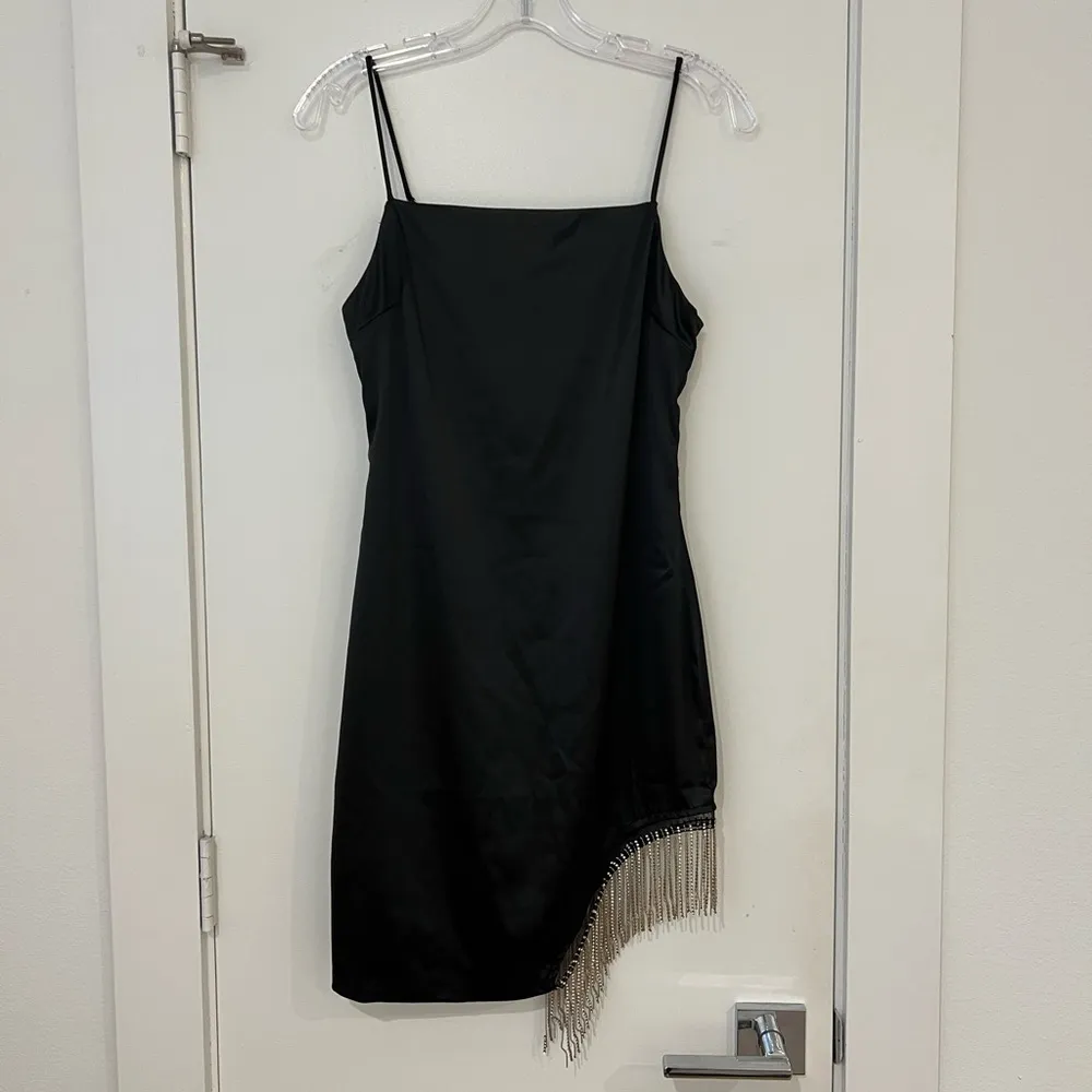 Lulu’s Rhinestone Fringe Hip Black Mini Dress - Image 2