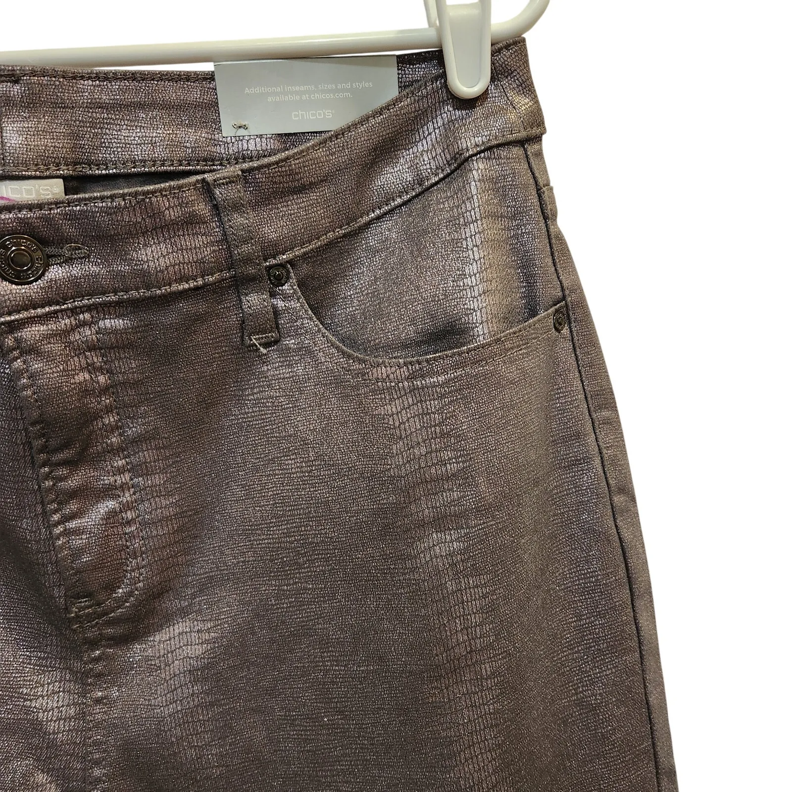 Chicos Hi-Rise Metallic Animal Skin Print So Slimming Girlfriend Jeans Sz 2 12R - Image 5