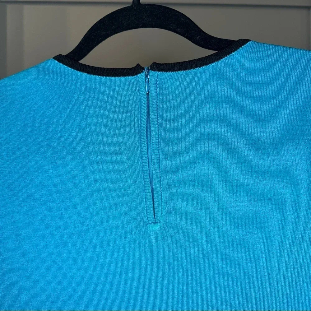Ming Wang‎ Slinky Knit Tank Top Turquoise Blue Round Neck Pullover Shirt Size M - Image 4