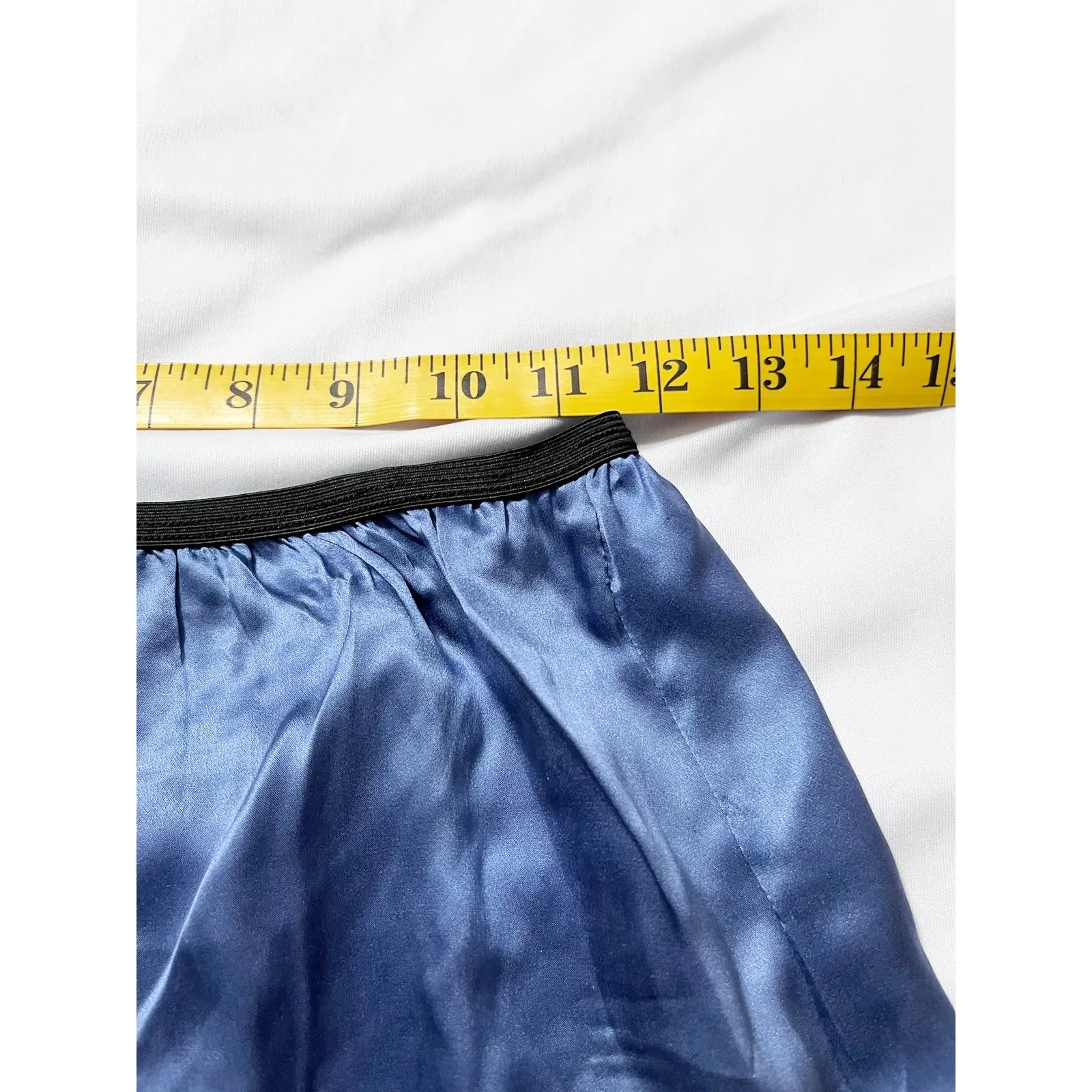 Womens Coquette Fairycore Romantic‎ Satin Lace Trim Mini Slip Skirt Size S Blue - Image 6