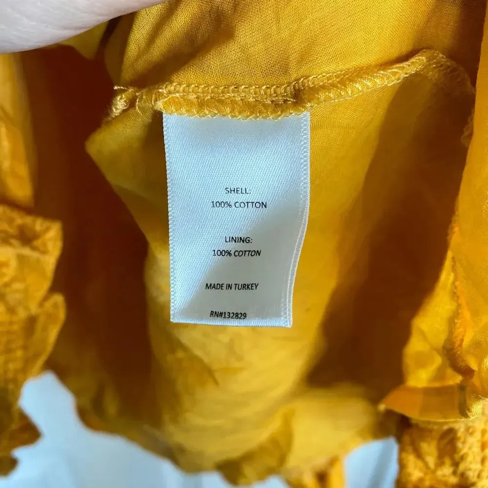 TULAROSA Lisa Blouson Sleeve Embroidered Dress Mustard Yellow Size Large Revolve - Image 9