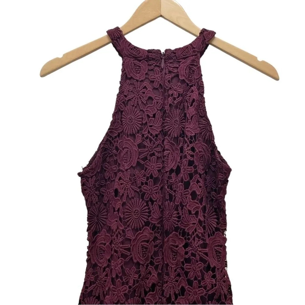 Lulus Love Poem Burgundy Lace Halter Mini Dress Size Small Valentine's Day Date - Image 7