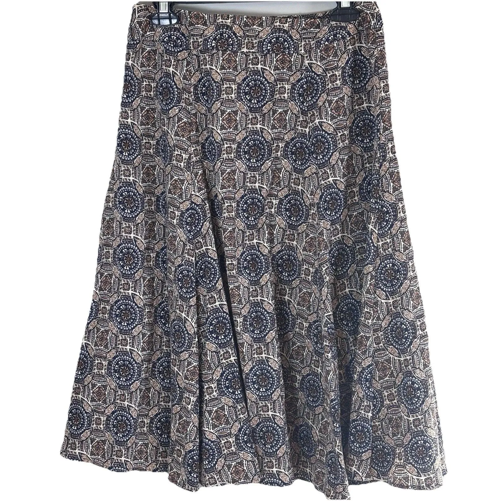 Geoffrey Beene Sport Women's Skirt Size 6 Brown Blue Medallion Geometric Cotton - Image 4