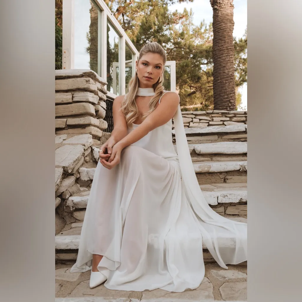 Show Me Your Mumu Dalia Maxi Dress Size Large with scarf ivory white - Image 3