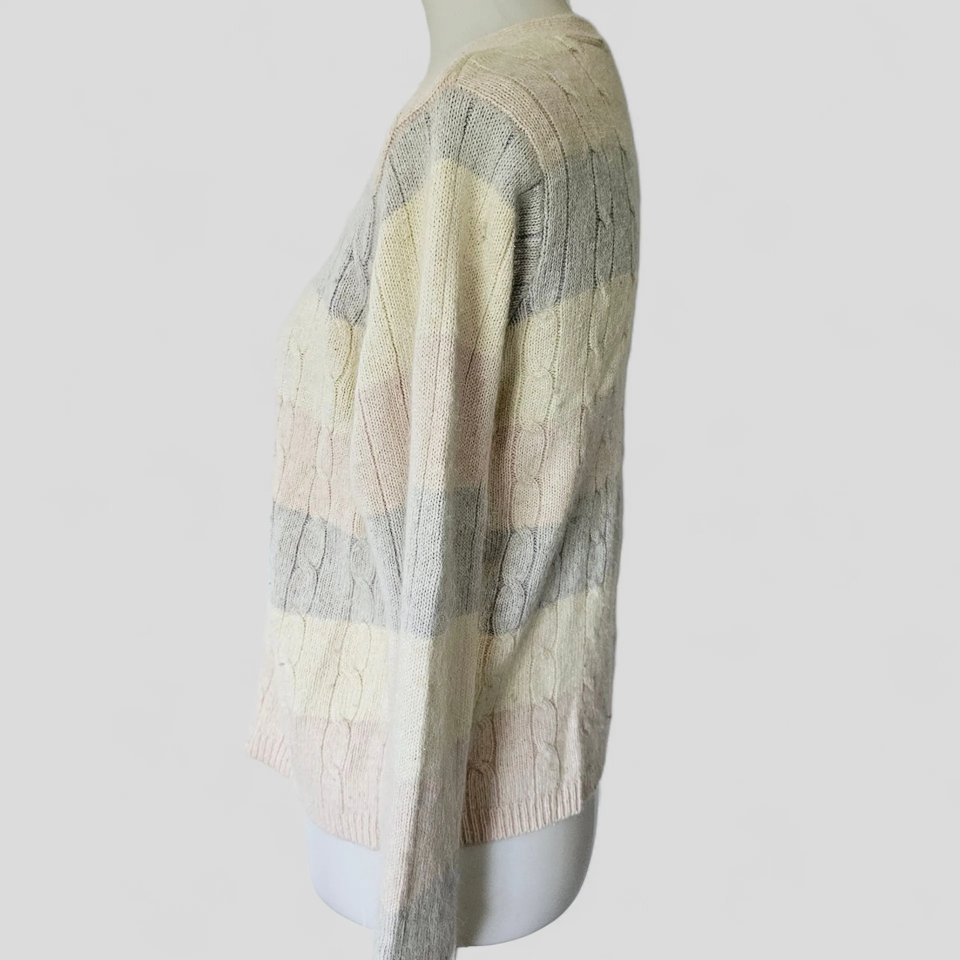 Vintage All Points 90s Silk Angora Cardigan Medium Balletcore Preppy Pink - Image 3