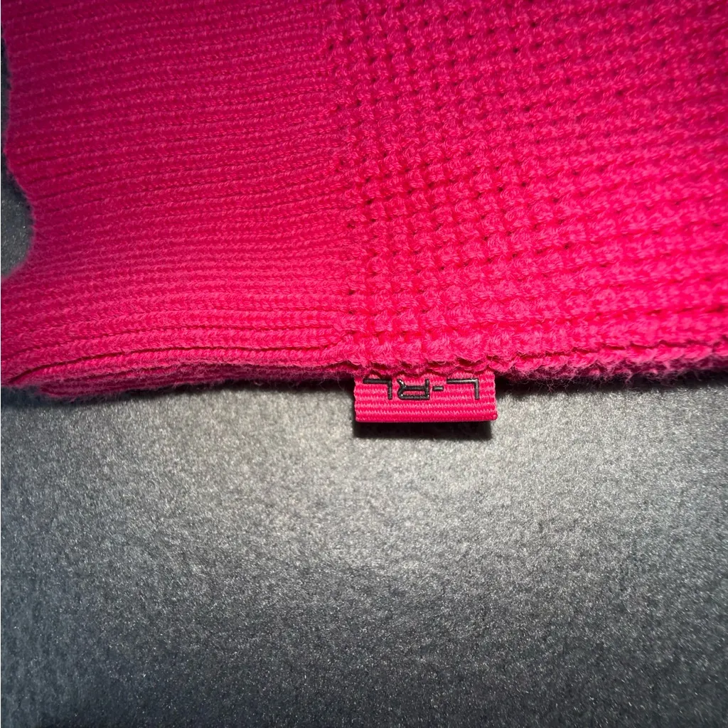 L-RL‎ Lauren Active Ralph Lauren Pink Waffle knit Sweater  XL Cotton Preppy Y2K - Image 9