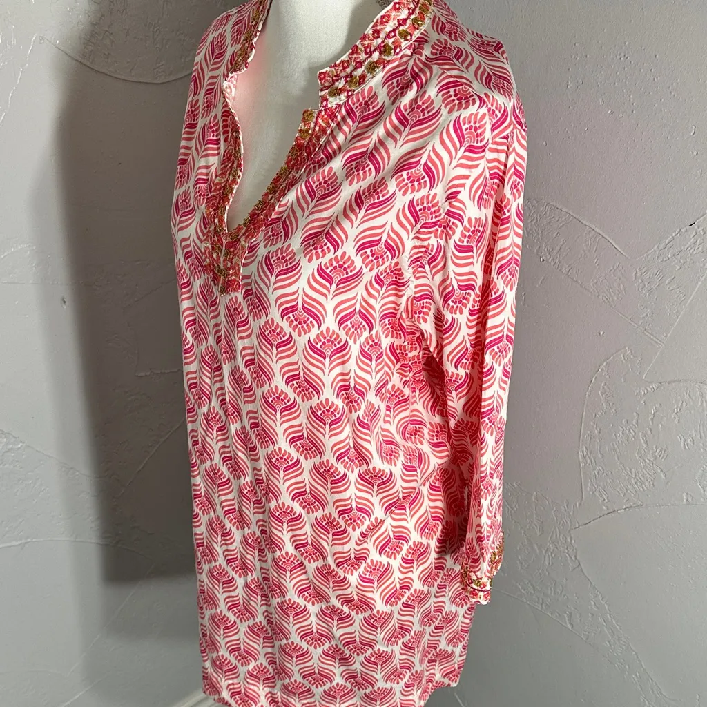 Foxcroft Pink and White Patterned Blouse - Image 4