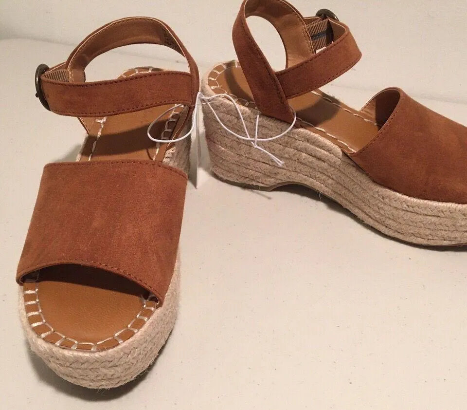 Espadrille Sandals, Size 11 Brown - Image 4