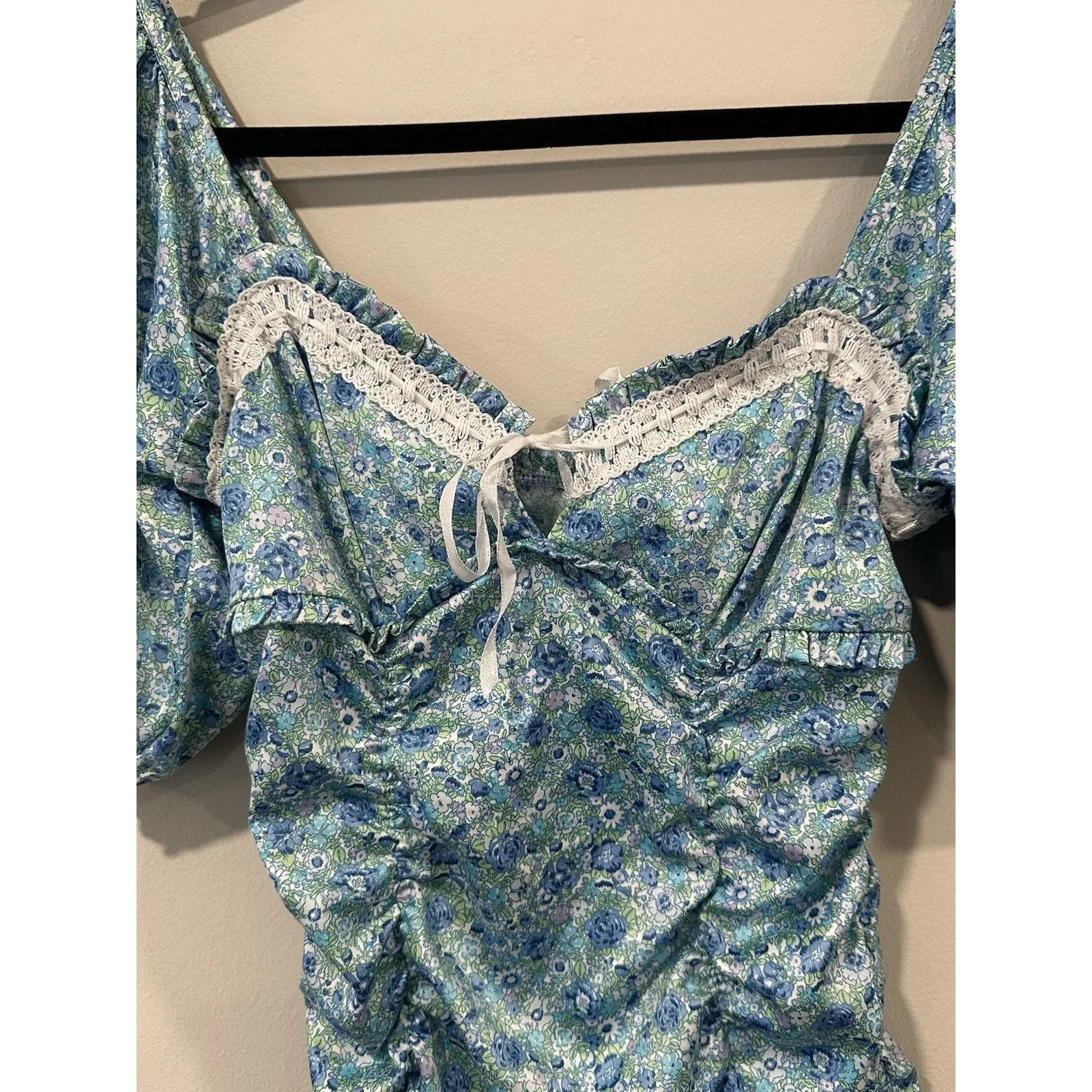 For Love & Lemons Alana Ruched Floral Mini Dress Size Small 2486 - Image 6