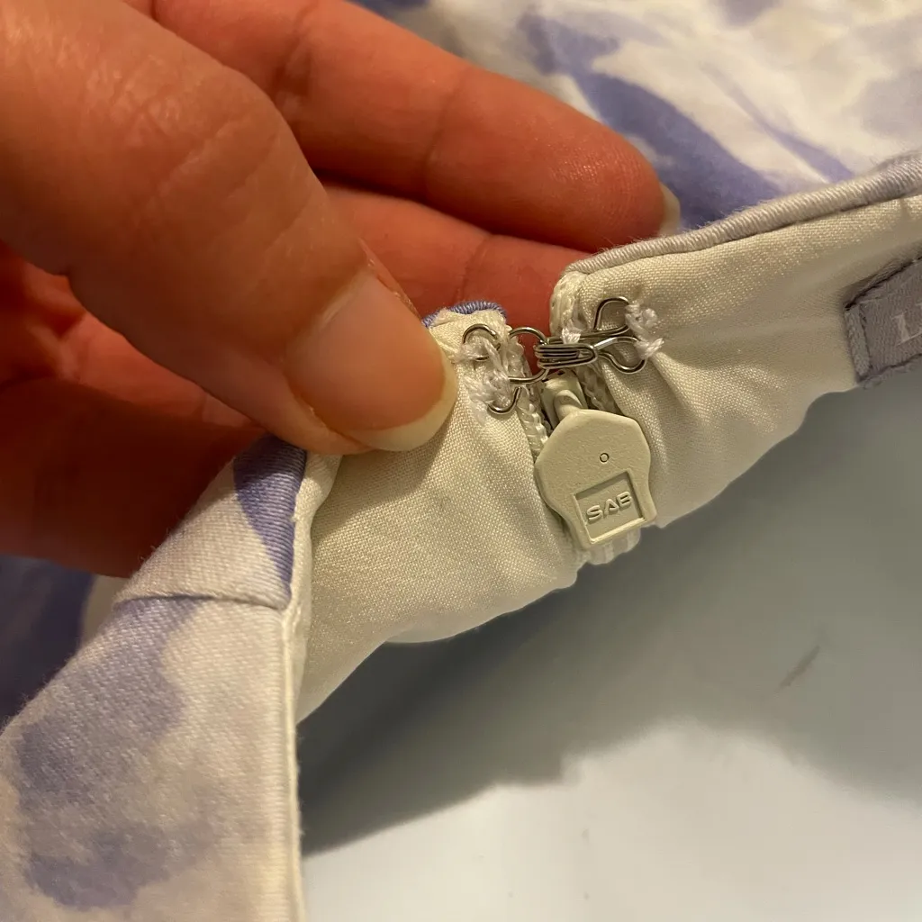 Blue and White Flowers Dress barn LUXE By Carmen Marco Dress Size 4 w Pockets - Image 3