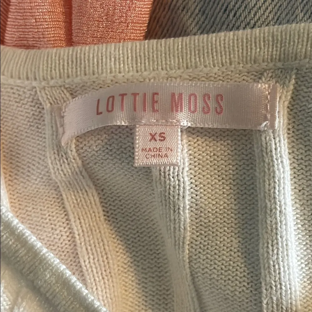 Lottie Moss Size Extra Small XS Off White Ribbed Spaghetti Strap Top - Image 4