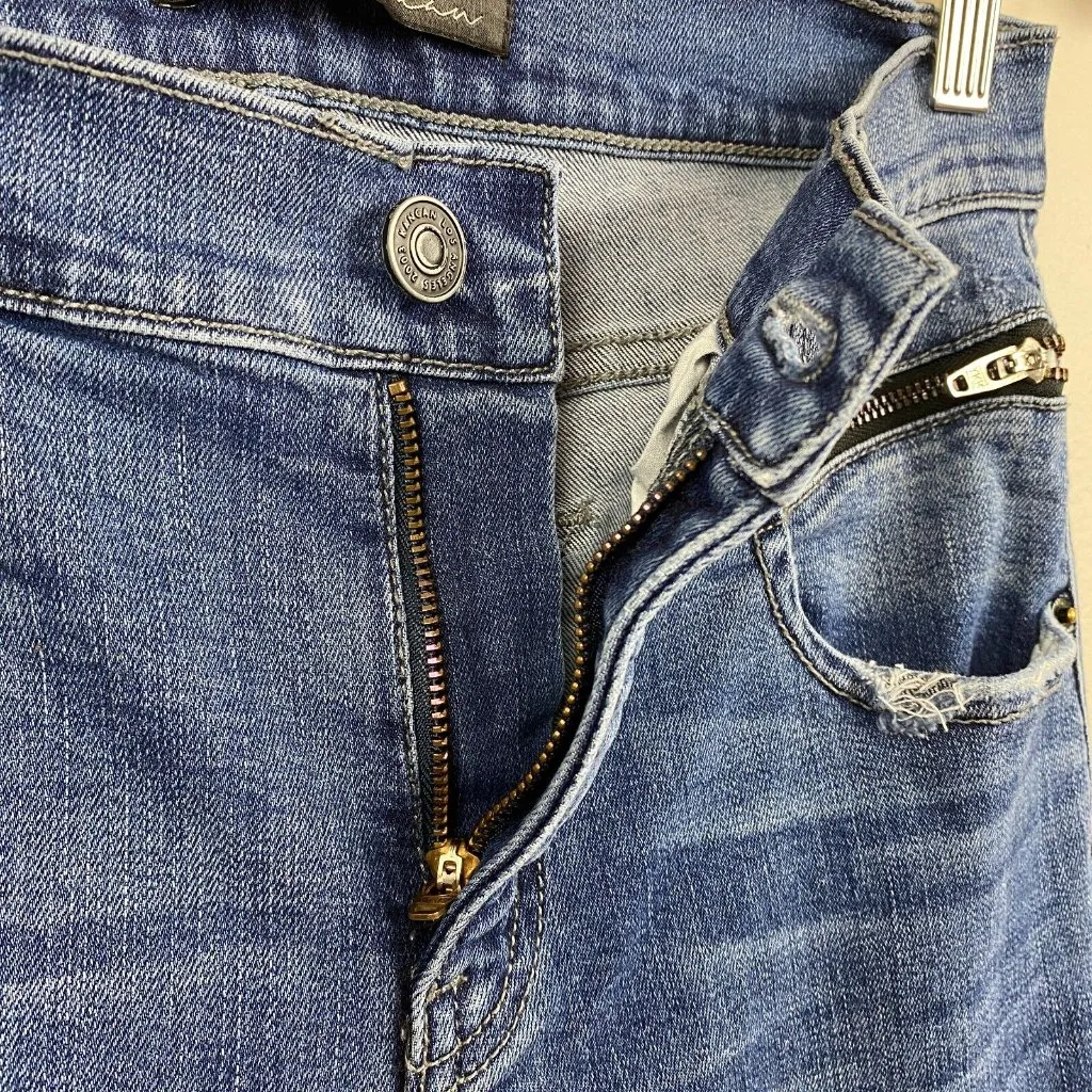 Kancan Skinny Jeans 25 Distressed Stretch Denim Medium Wash Blue Low Rise - Image 8