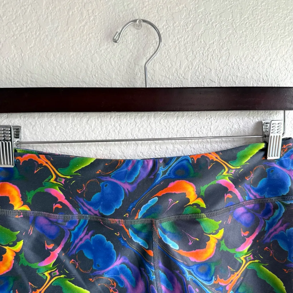 WodBottom Womens Shorts Black Multicolor Stretch Fitness Gym Size Medium Blue - Image 3