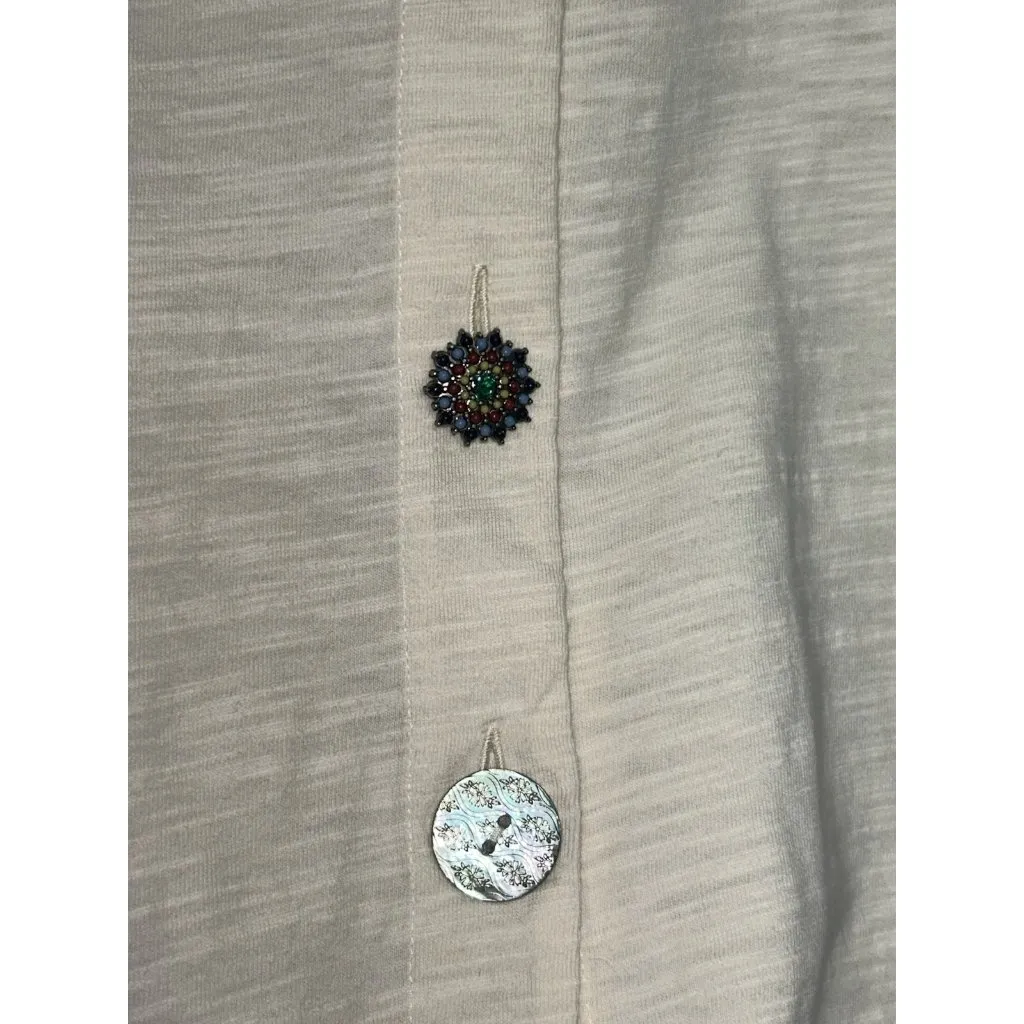 Soft Surroundings Delia Mixed Button Front Tunic Top Size Large Lagenlook Basic - Image 4