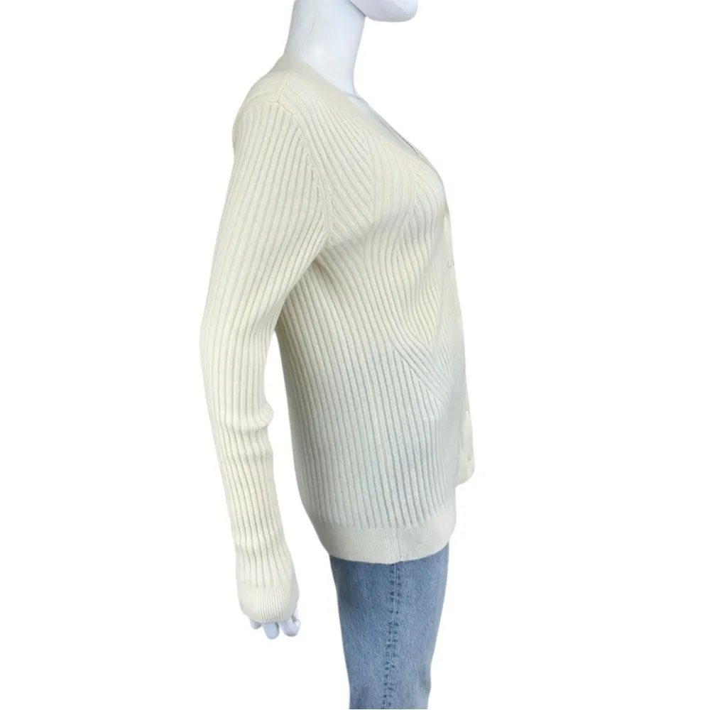 CLUB MONACO Cream Cashmere Sweater Cardigan Size L - Image 2