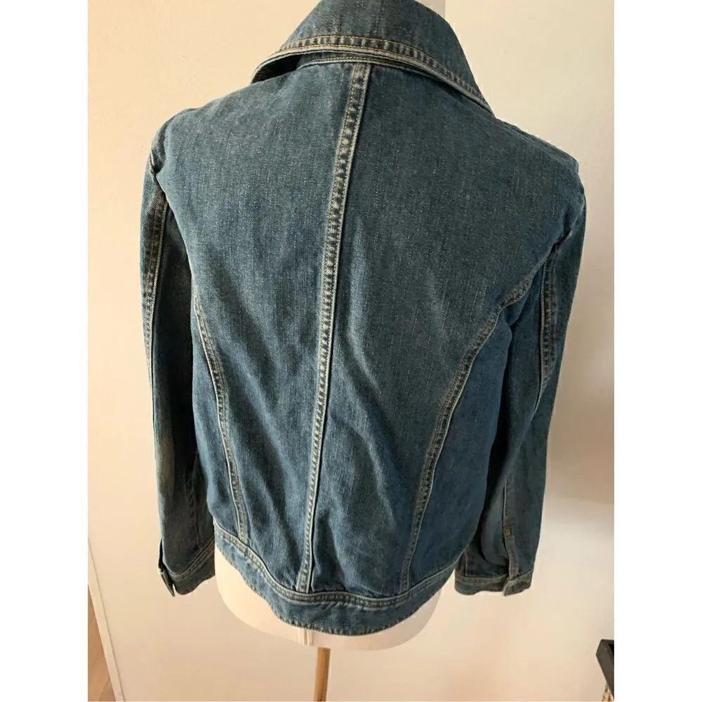 Jean jacket, 100% cotton size petite medium PM Valerie Stevenson Blue - Image 3