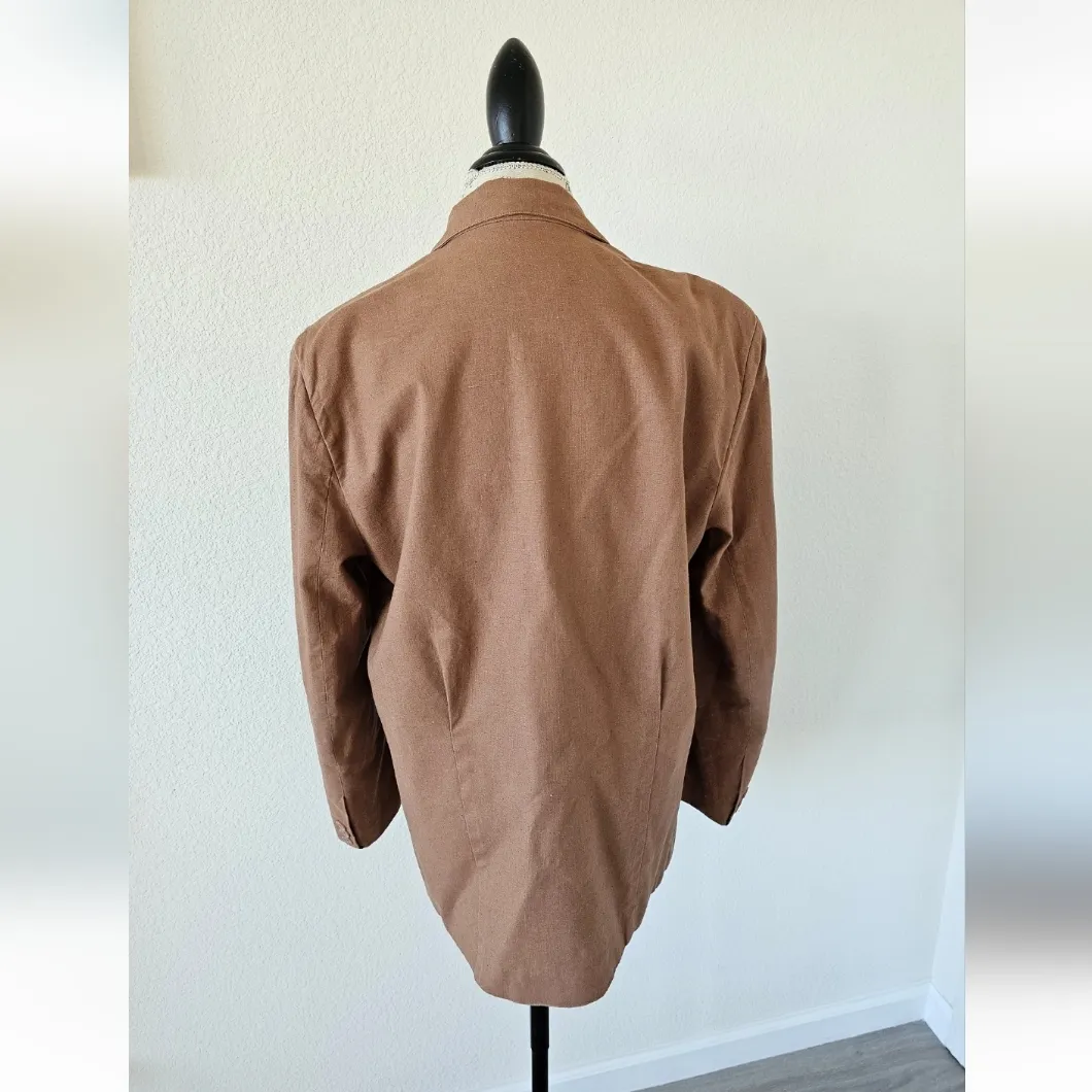 Buffo Oversized Taupe Beige Brown Cotton Ramie Blend Blazer Size Medium - Image 3