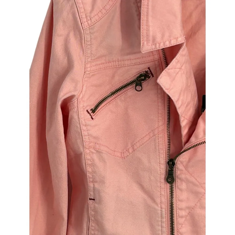 Sanctuary Motto Coral Pink Denim Jacket Size L - Image 3