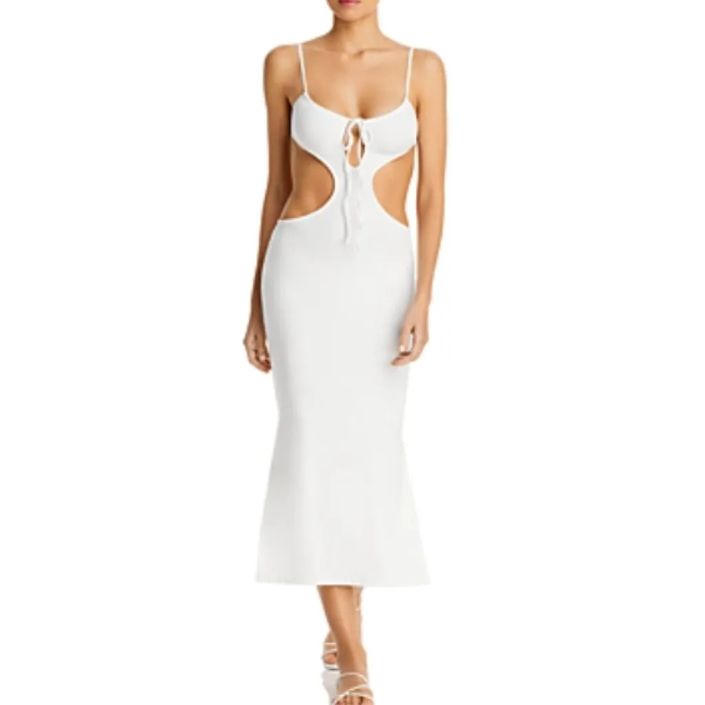 NWT  WEWOREWHAT Ruched Cutout Maxi Dress Swim Cover-up In Off White - Image 2