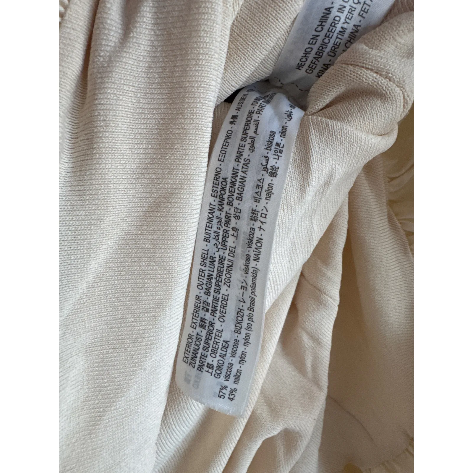 Women's Zara Combination Knit Bubble Hem Mini Dress size S in Cream Coquette - Image 6