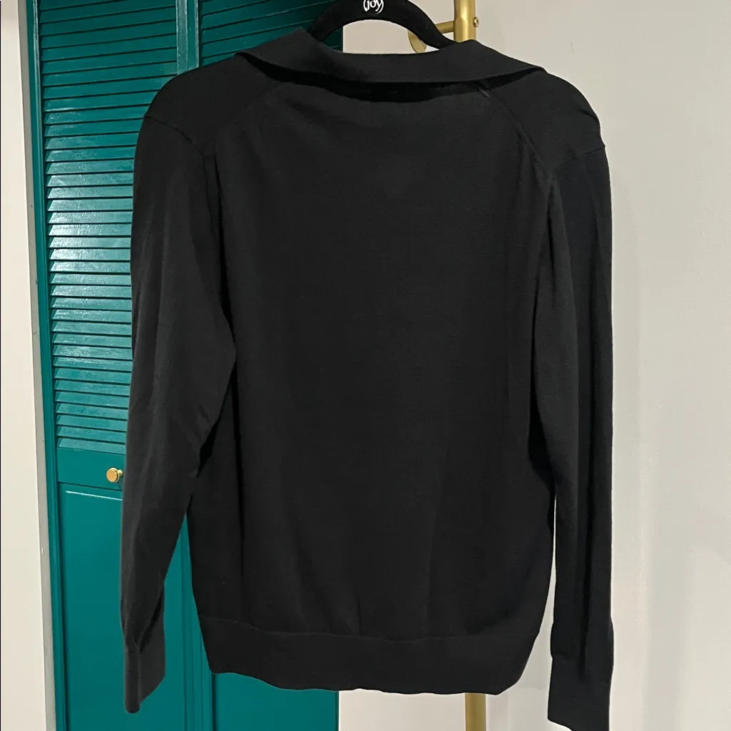 J.Crew Black Collared V-Neck Top – Size L - Image 4