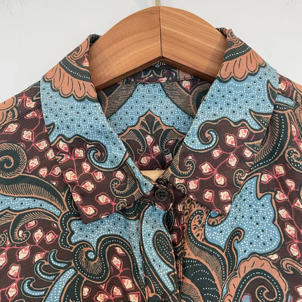 J. McLaughlin Western Paisley Silk Blend Button-Up Shirt - Image 2