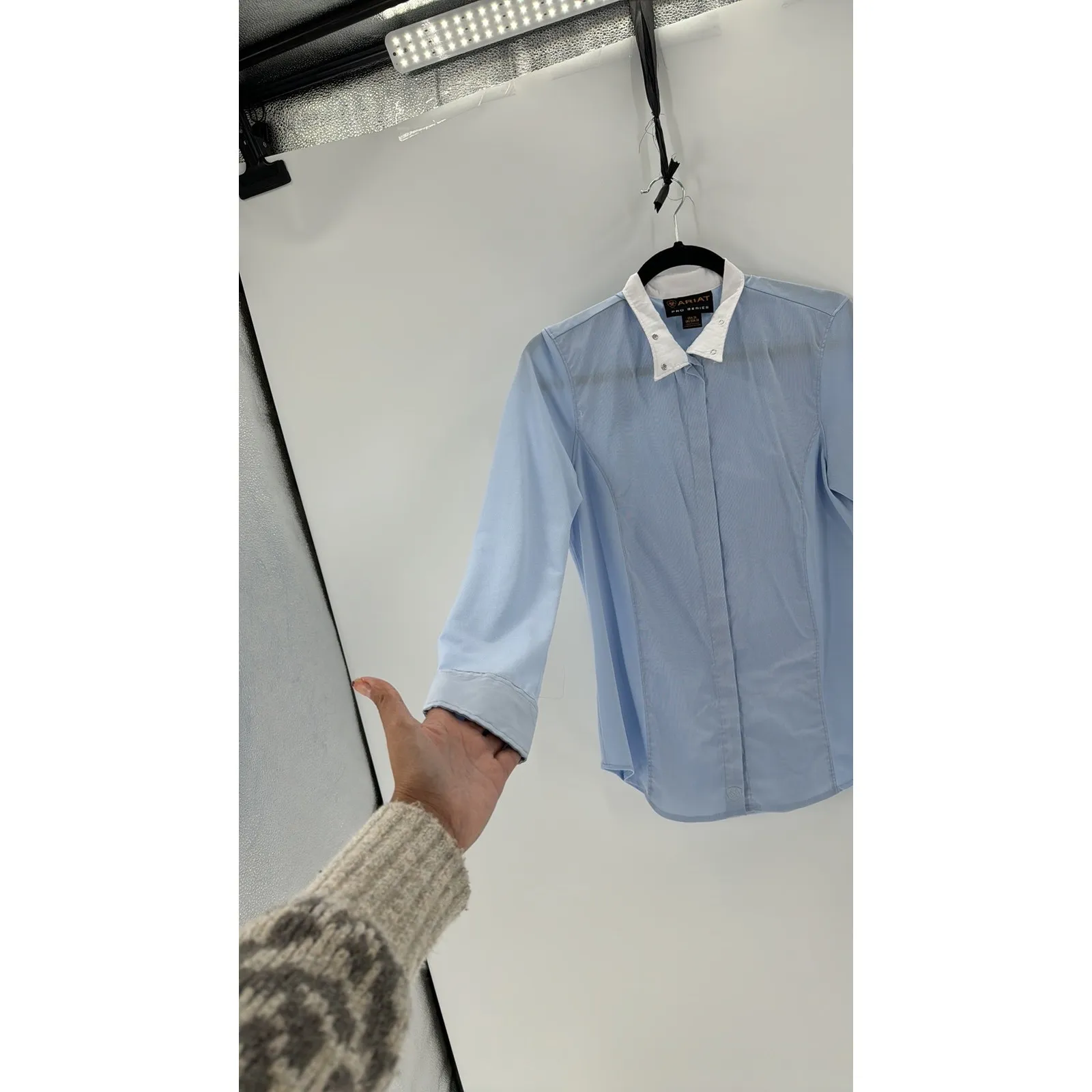 Ariat Pro Series Women’s Blue Equestrian Horse Riding Snap Button Shirt Size 36 - Image 6