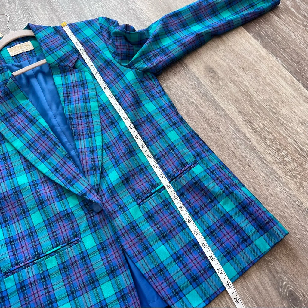 Vintage Pendleton plaid blazer blue &‎ green - Image 3