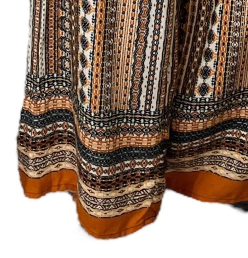 Love Wish Maternity Pants Wide Leg Palazzo Drawstring Waist Orange Multi Size XL - Image 11