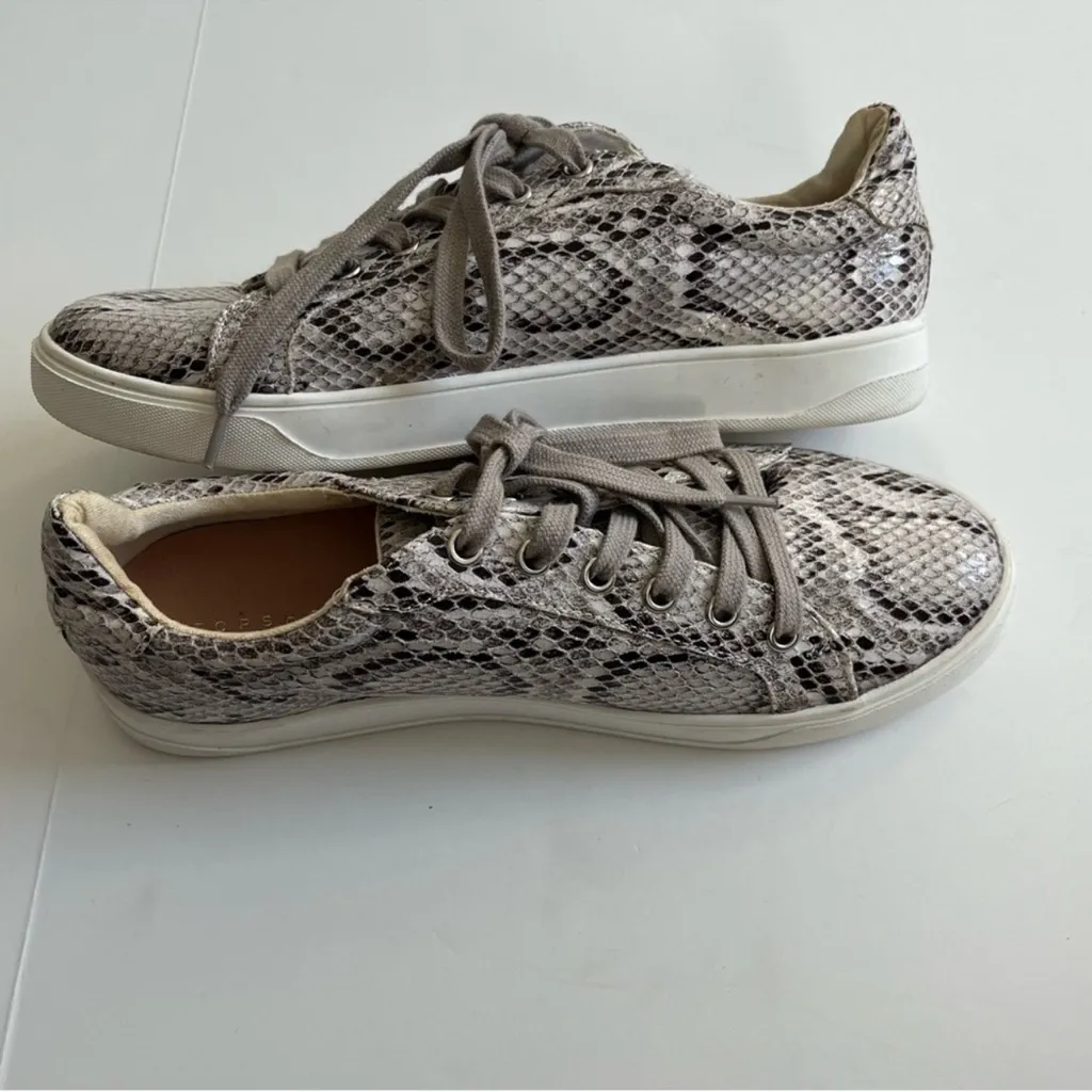 Nordstrom topshop Cuba Gray Snake skin print Pattern lace up Sneakers US 9.5 - Image 5