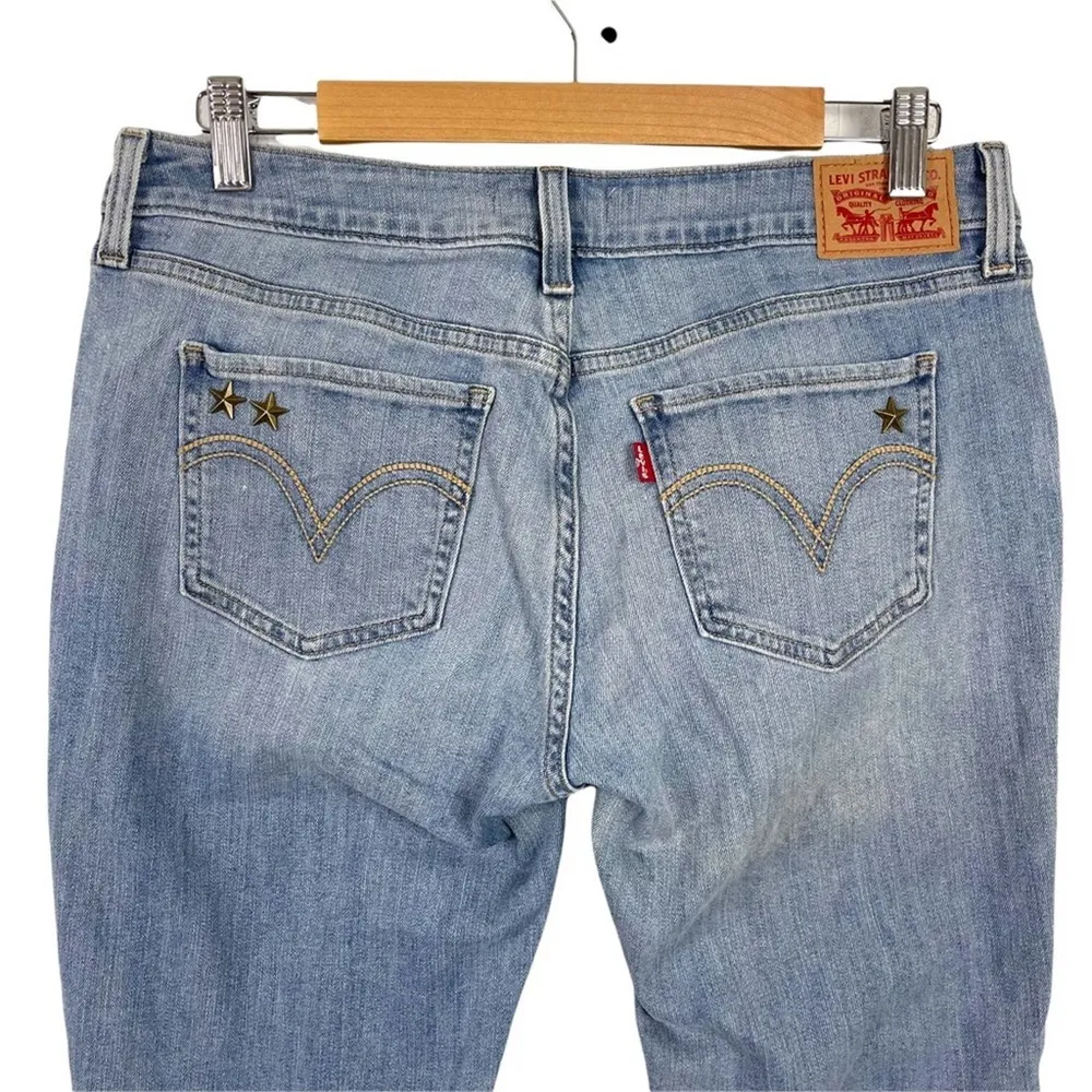 Levi's 535 Super Skinny Embroidered Heart Star Studds Jeans Size 31 Ligh Wash - Image 7