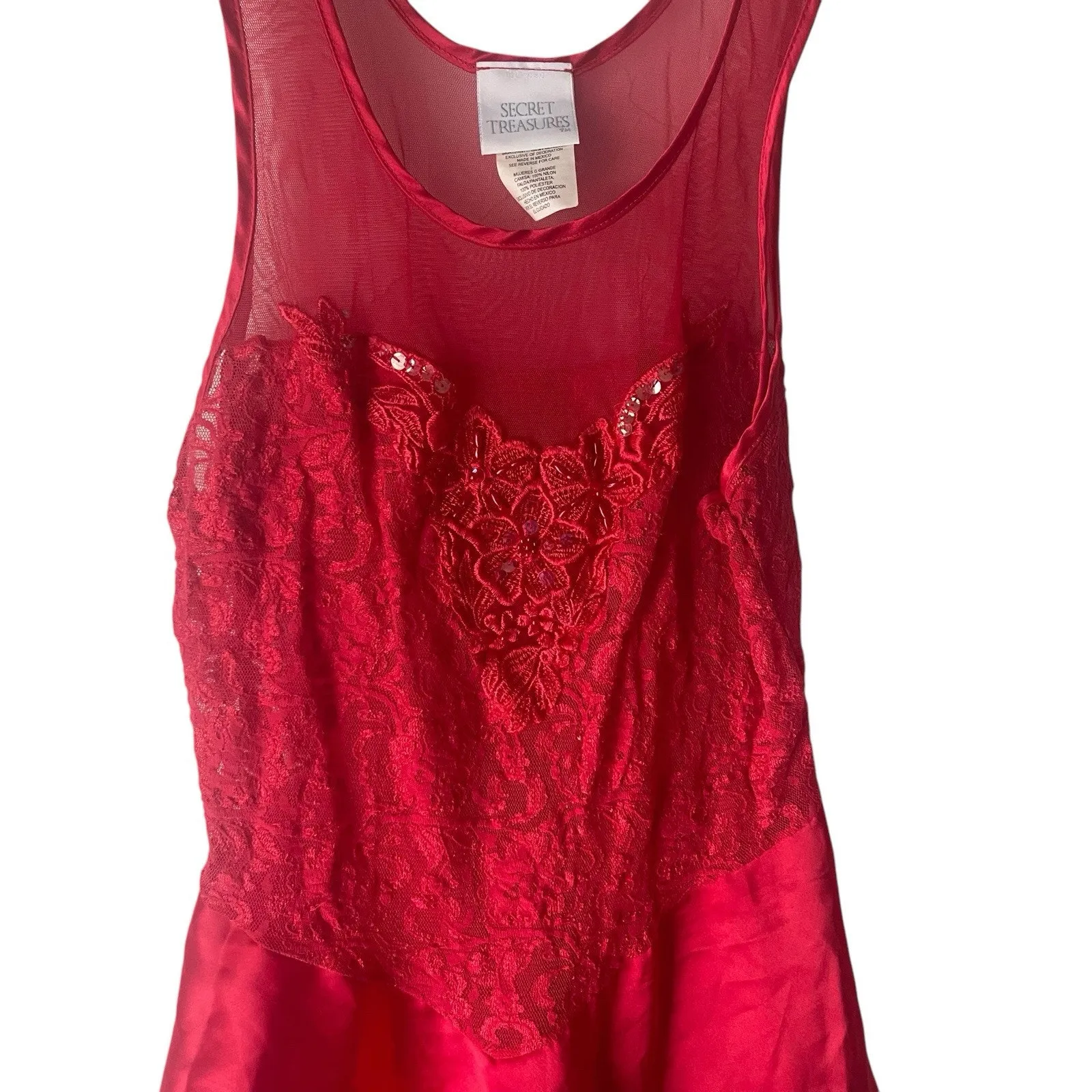 Secret Treasures Vintage 90s Large‎ Lace Sewuin Floral Sexy Babydoll Lingere Top - Image 2