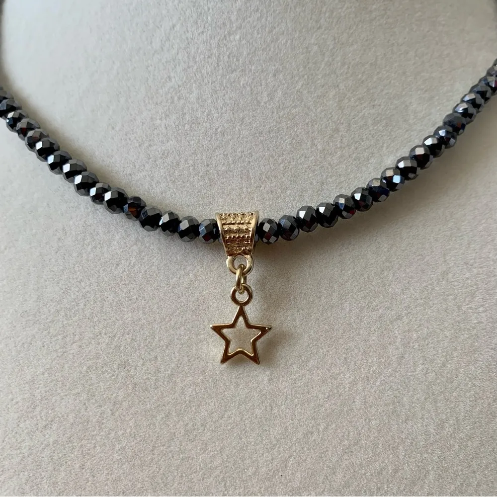 Ettika x Revolve Dark Beaded & Gold Star Charm Short Necklace - Image 2