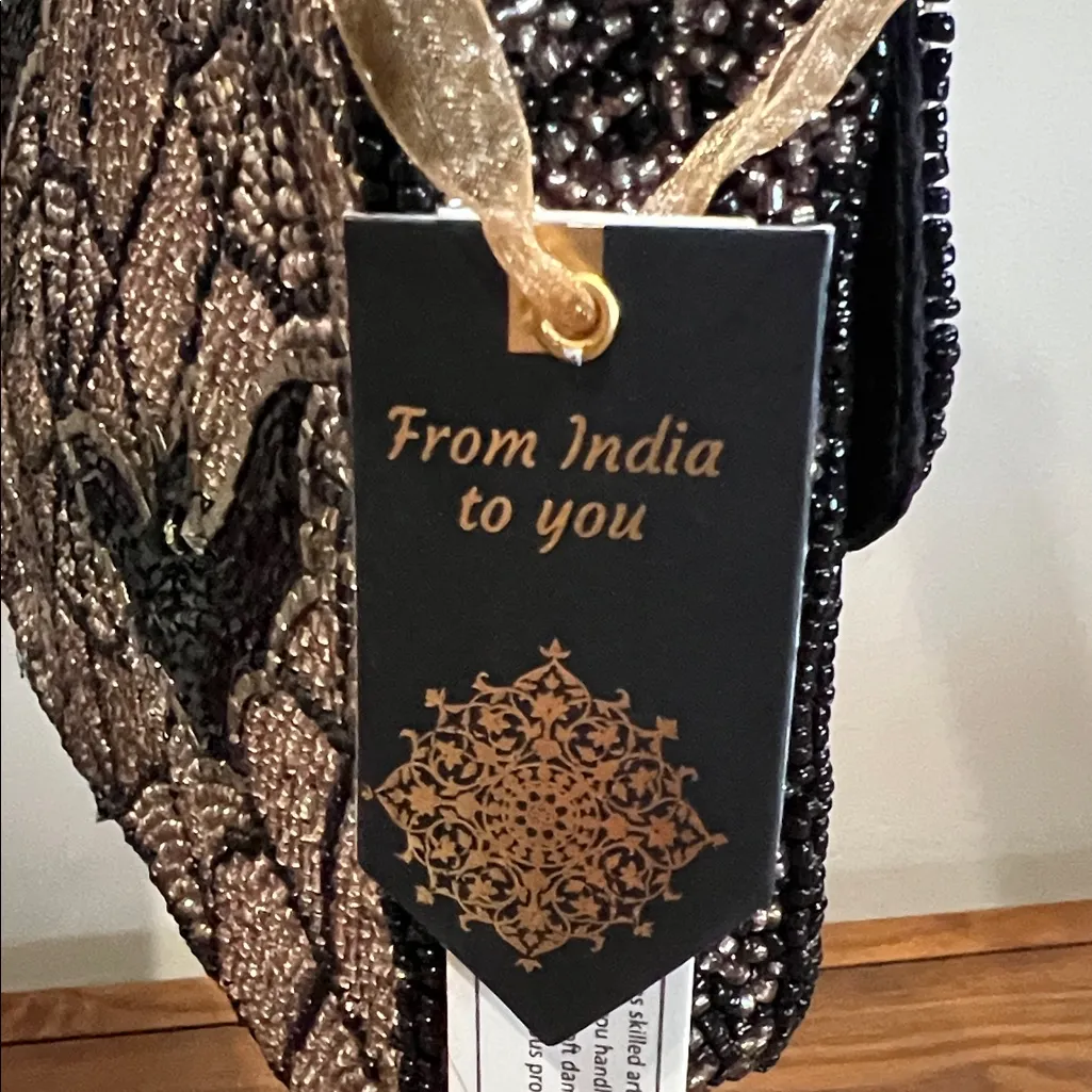 From India To You | Beaded Bat Bag Black - Image 2