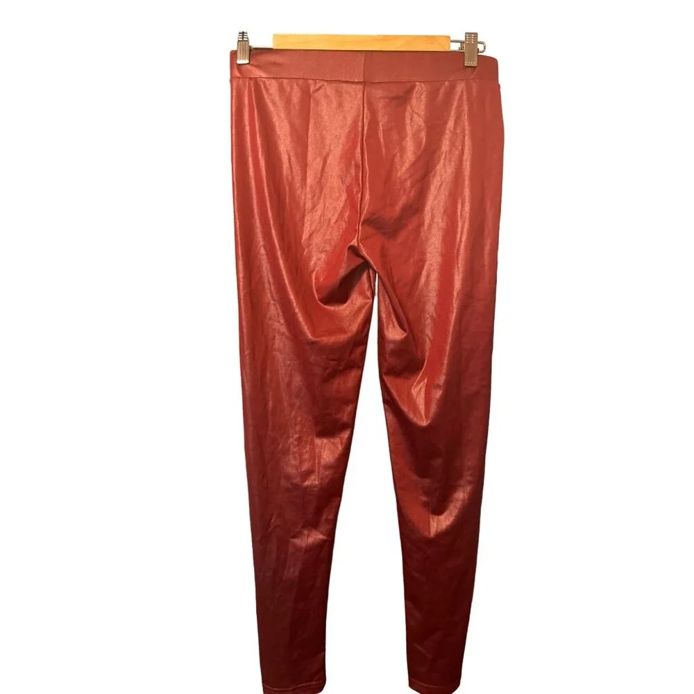 Women's Red Wine Pleather Leggings Large NWOT Size undefined - Image 2