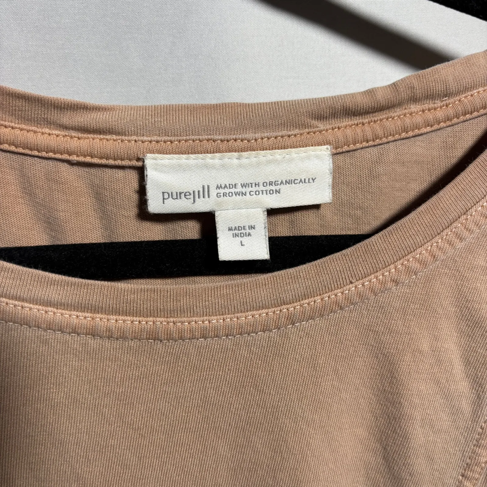 Pure Jill J. Jill Tan Soft Knit Tunic Top Womens L Organic Cotton Lagenlook‎ Size L - Image 3