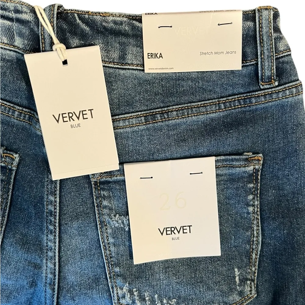 NWT Vervet Erika Stretch Mom Button Fly High Rise Distressed Jeans Size 26 - Image 4