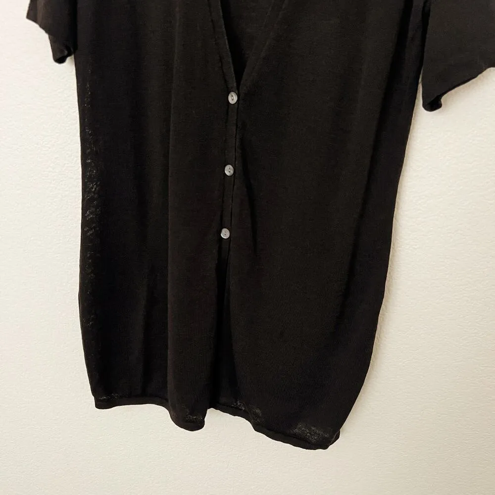 [Vintage] Hart Schaffner & Marx Brown Merino Wool Short Sleeve Cardigan Medium M - Image 7