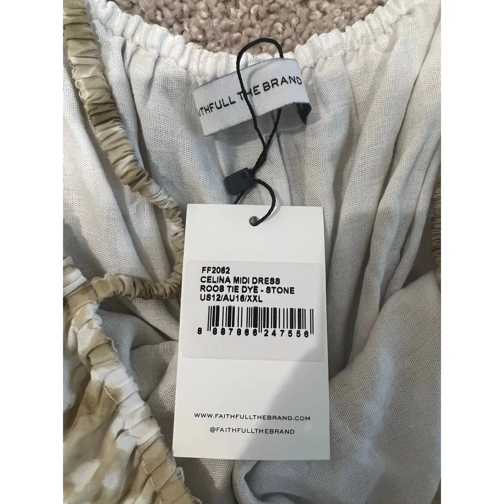 Revolve Faithfull the Brand Celina Tie Dye Midi Dress Stone Cutout Sundress 12 - Image 4