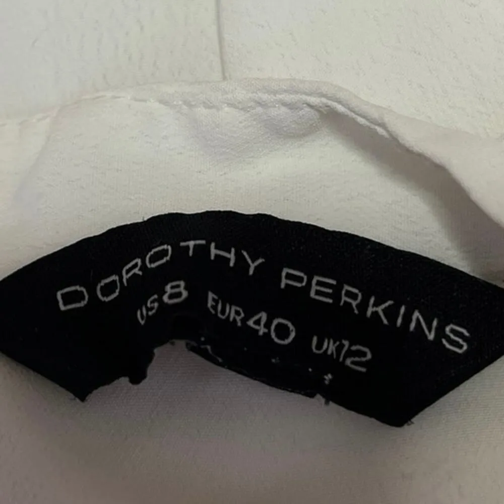 Dorothy Perkins White V-Neck Button Down Peplum Top Tunic Shirt Blouse Size 8 - Image 4