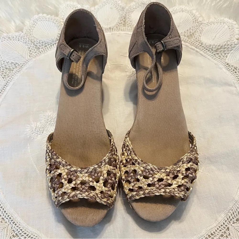 TOMS Platform Wedge Sandals Shoes Women’s Size 9.5 Ankle Strap Woven Open Toe - Image 2