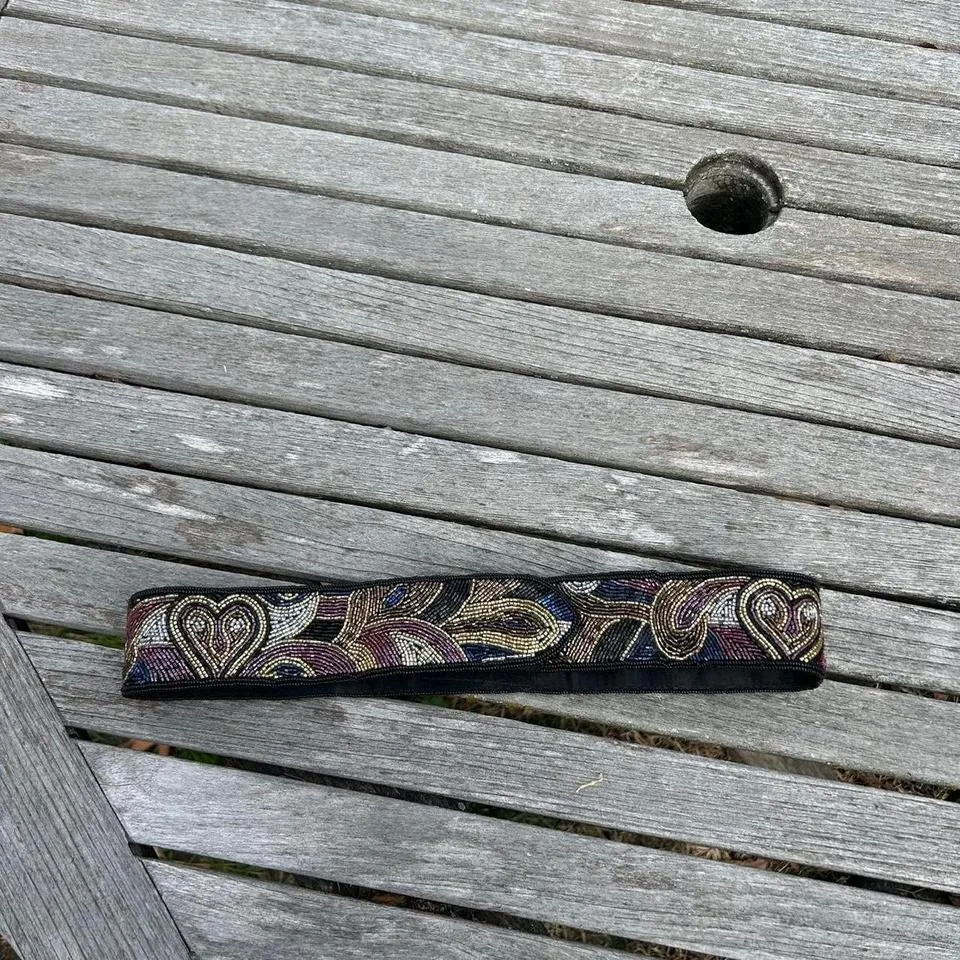 Vintage beaded 1980s belt Whimsy size xs‎ or small Black - Image 4