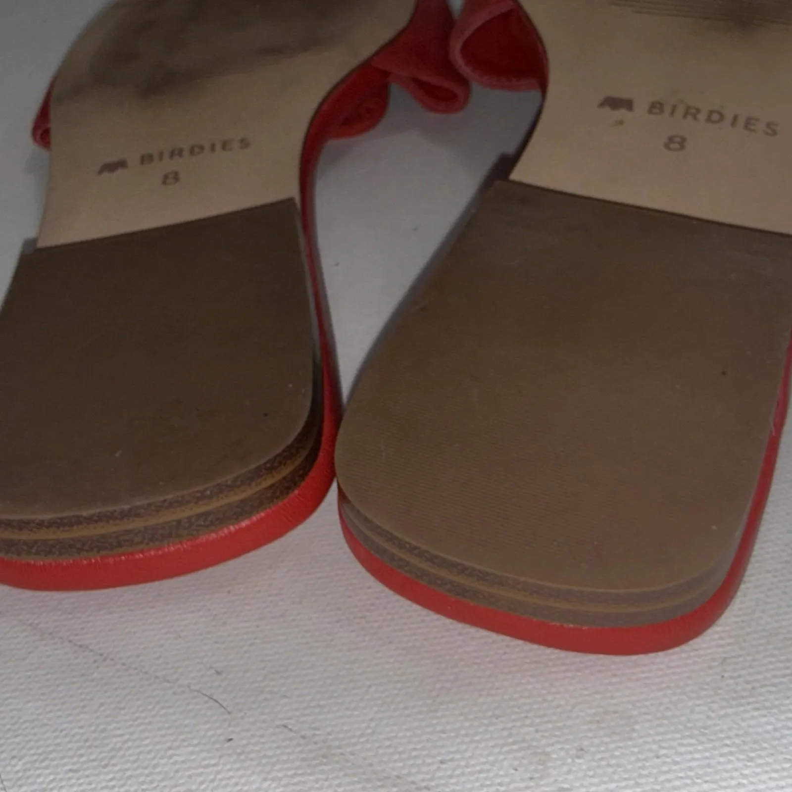 Birdies Kiwi Red Suede SlipOn Statement Flats Luxe Designer Chic Comfort Shoes 8 - Image 13