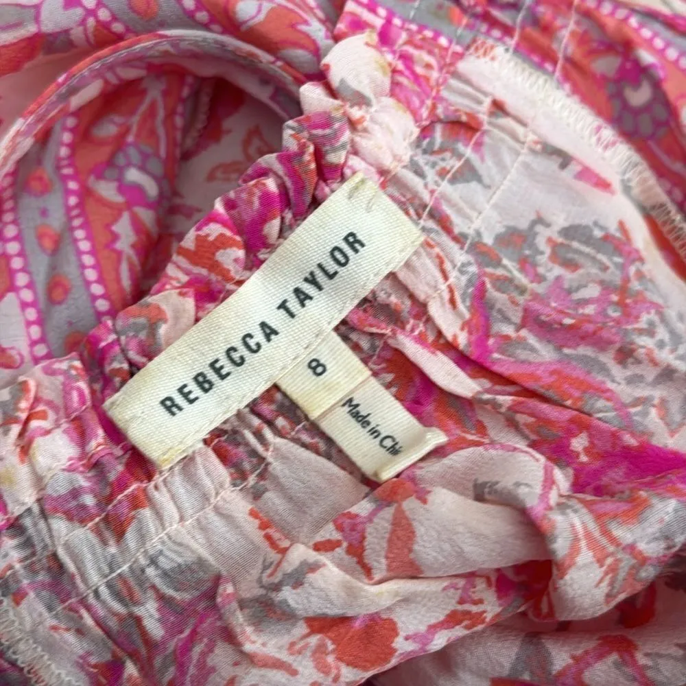 Rebecca Taylor Dreamweaver Print Silk Midi Dress Pink 8 - Image 6