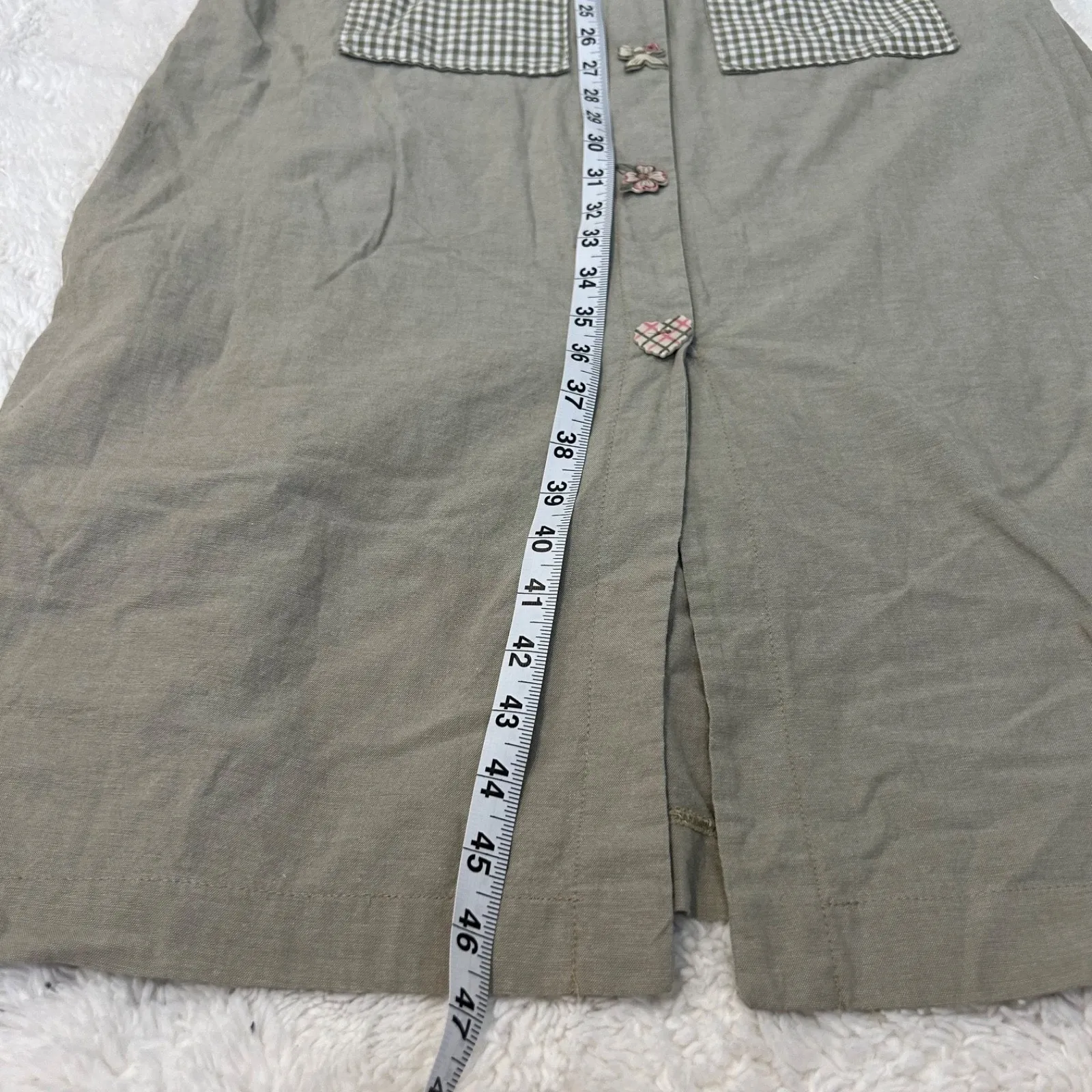 Dogwood Lane Cotton Sleeveless Green Plaid Decorative Buttons Maxi Dress Size S‎ - Image 6