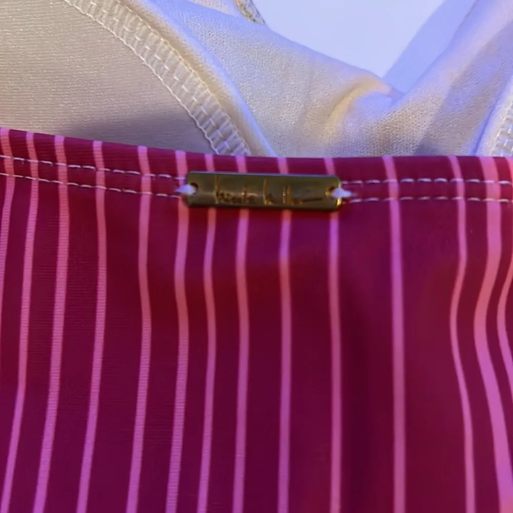 Nicole Miller Swimsuit floral with stripes belt at waist Size 12 - Image 6