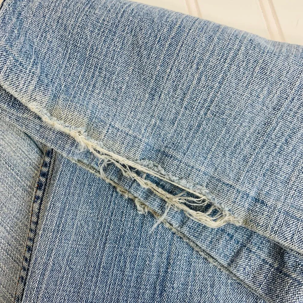 L.E.I. Low Rise Brass Stud Embellished Flare Leg Jeans 90s Frayed - Image 6